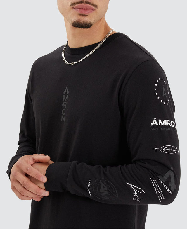 Americain Romang Heavy Cape Back Long Sleeve T-Shirt Jet Black