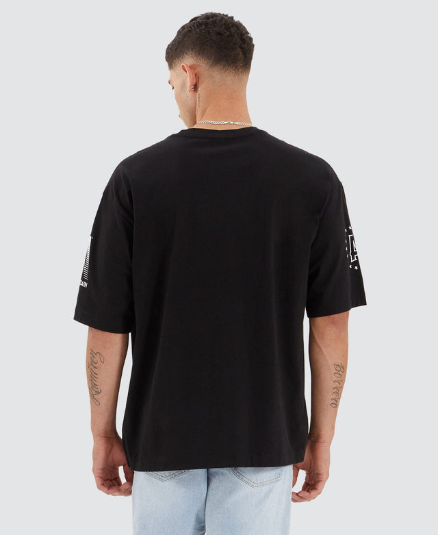 model wears Salto Heavy Extra Oversized Tee Jet Black T-Shirts Black - image 4