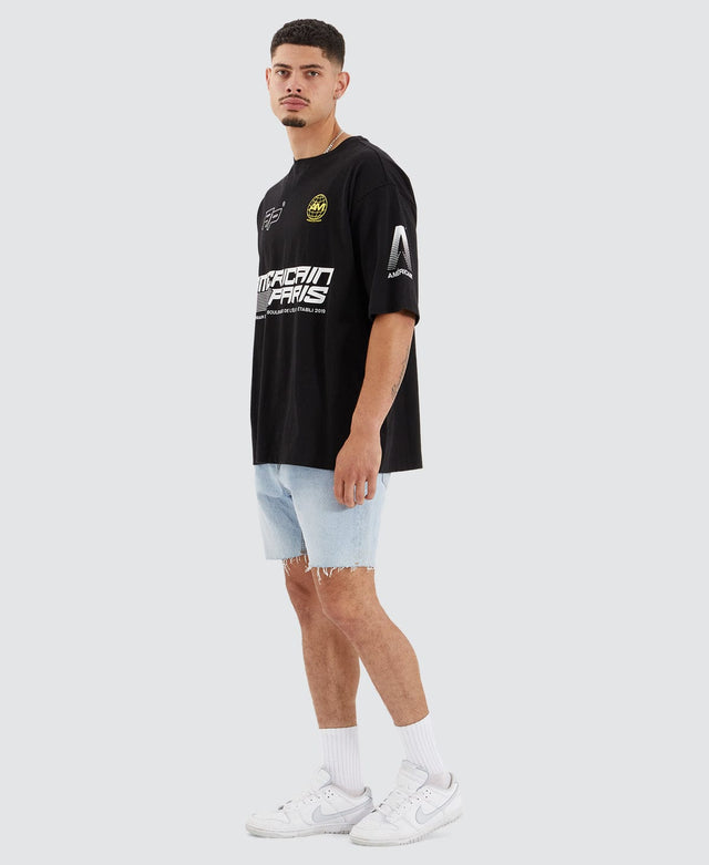 model wears Salto Heavy Extra Oversized Tee Jet Black T-Shirts Black - image 3