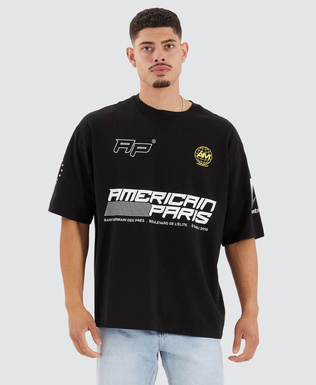 model wears Salto Heavy Extra Oversized Tee Jet Black T-Shirts Black - image 1