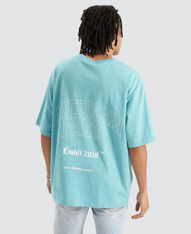 Americain Seine Extra Oversized T-Shirt Aquarelle Green