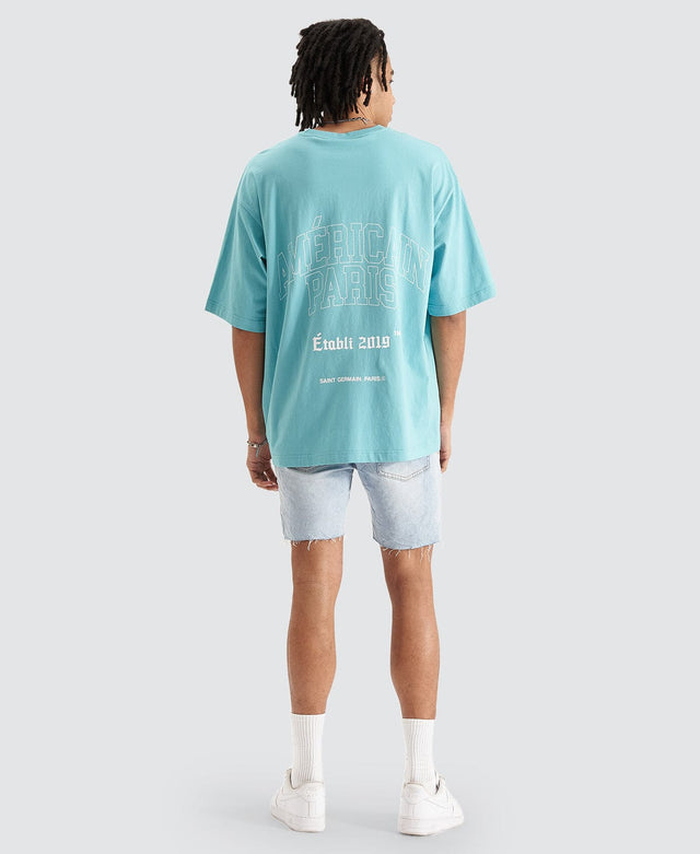 Americain Seine Extra Oversized T-Shirt Aquarelle Green