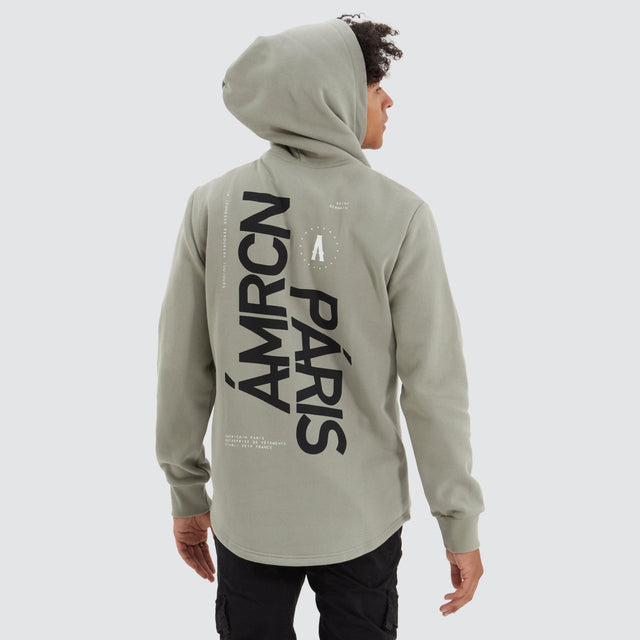 model wears Teigen Heavy Dual Curved Hoodie Shadow Hoodies Grey - image 1