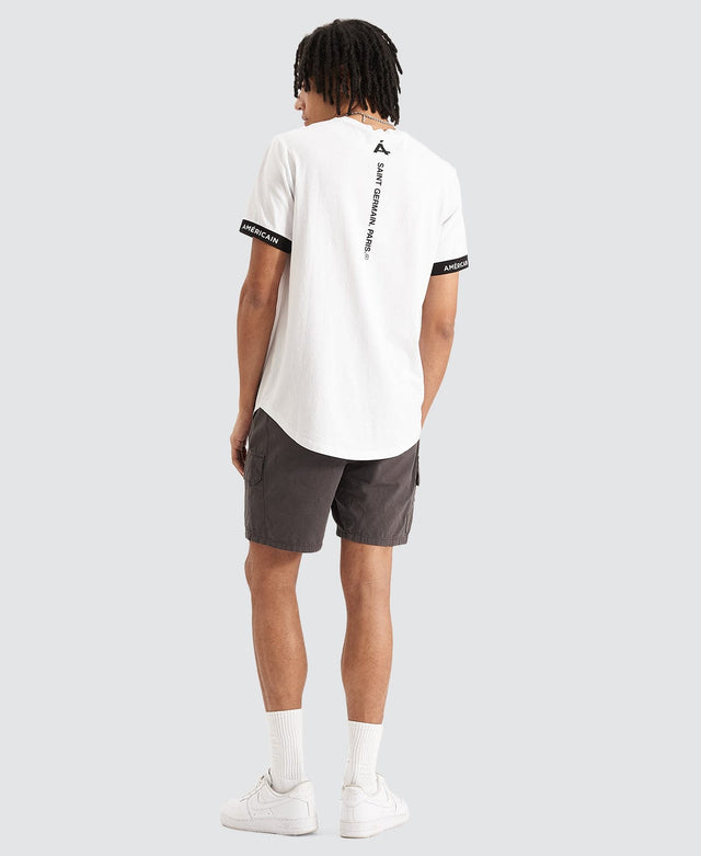 model wears Toussaint Dual Curved Hem T-Shirt White T-Shirts White - image 4