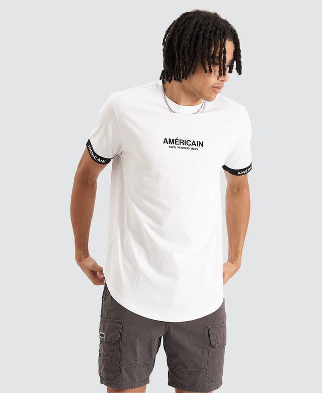model wears Toussaint Dual Curved Hem T-Shirt White T-Shirts White - image 2