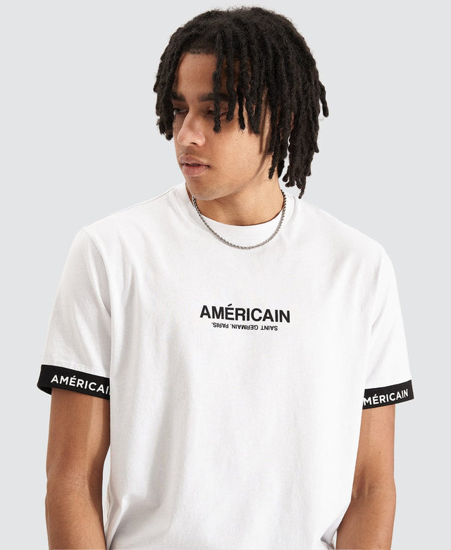 model wears Toussaint Dual Curved Hem T-Shirt White T-Shirts White - image 3