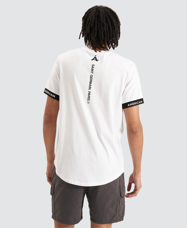 model wears Toussaint Dual Curved Hem T-Shirt White T-Shirts White - image 1