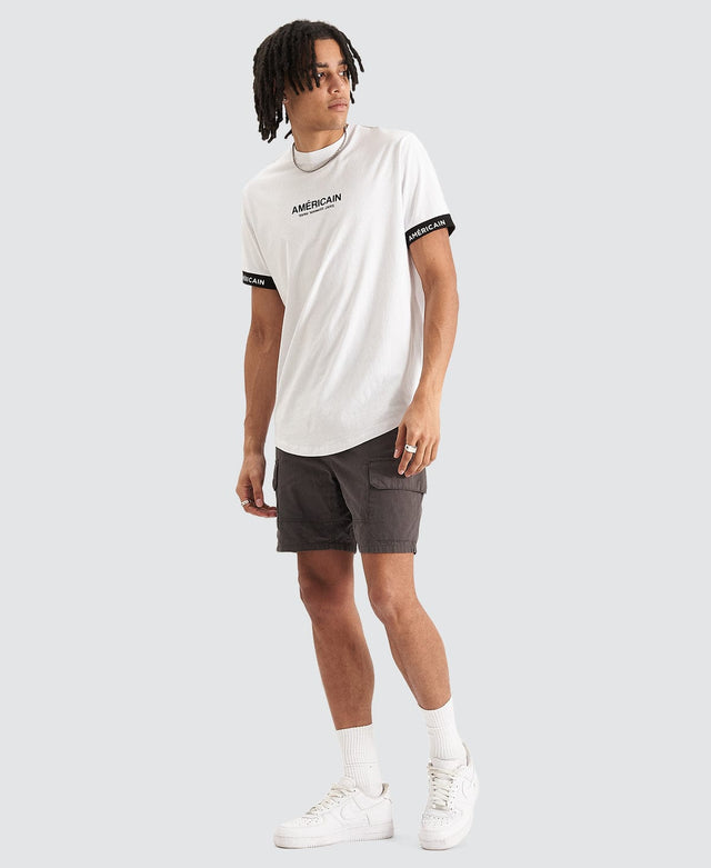 model wears Toussaint Dual Curved Hem T-Shirt White T-Shirts White - image 6