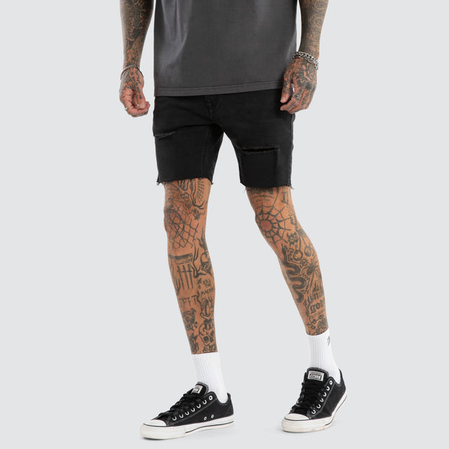 KS2 Denim Shorts Black Grey
