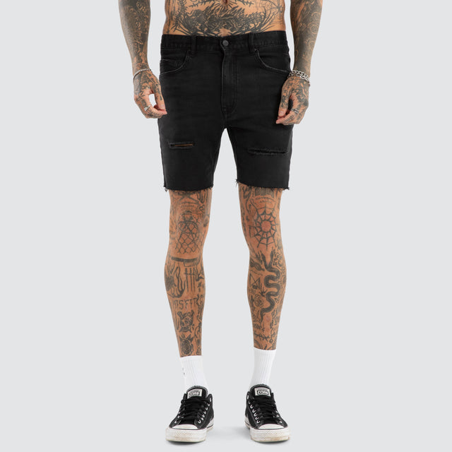 KS2 Denim Shorts Black Grey
