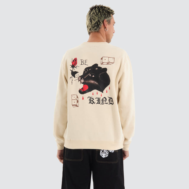 model wears Be Kind Crew Sweatshirt White Jumpers White - image 1