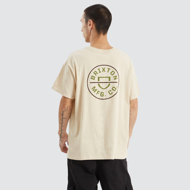 Brixton Crest II Standard T-Shirt Cream/Sea Kelp/Sepia