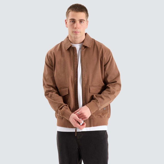 model wears Dillinger Station Jacket Brown Jackets Brown - image 6