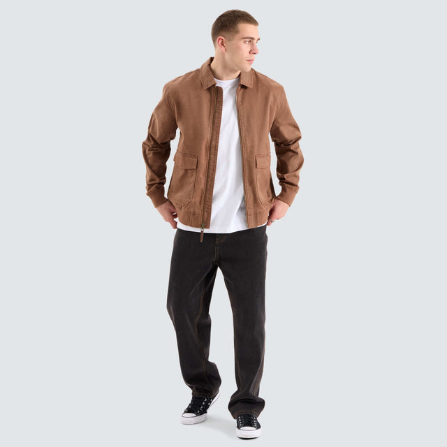 model wears Dillinger Station Jacket Brown Jackets Brown - image 5