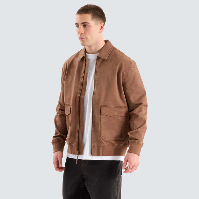 model wears Dillinger Station Jacket Brown Jackets Brown - image 7