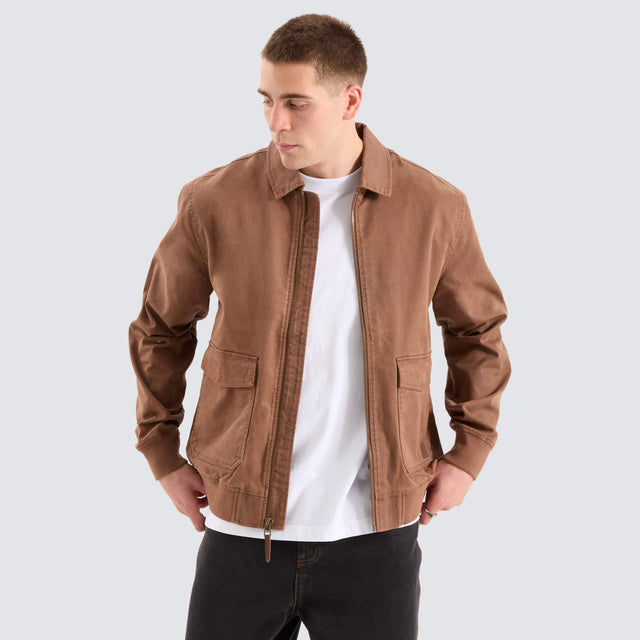 model wears Dillinger Station Jacket Brown Jackets Brown - image 1