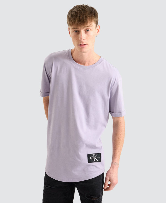 Calvin Klein Badge Round Hem T-Shirt Lavender Purple