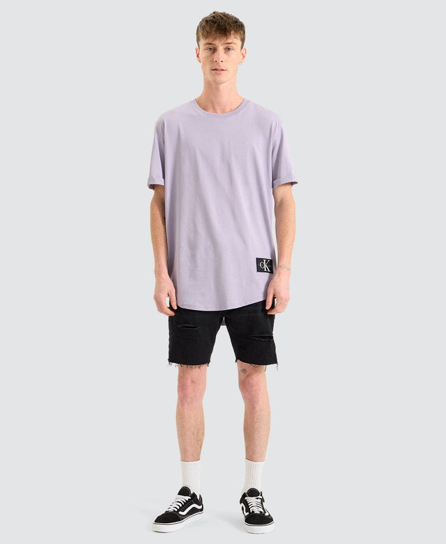 Calvin Klein Badge Round Hem T-Shirt Lavender Purple