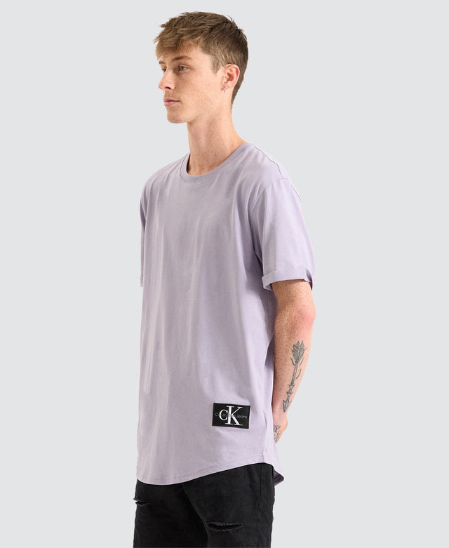 Calvin Klein Badge Round Hem T-Shirt Lavender Purple