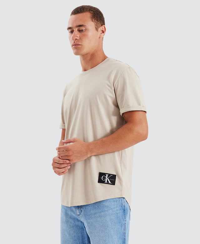 Calvin Klein Badge Turn Up Sleeve Taupe Neutral