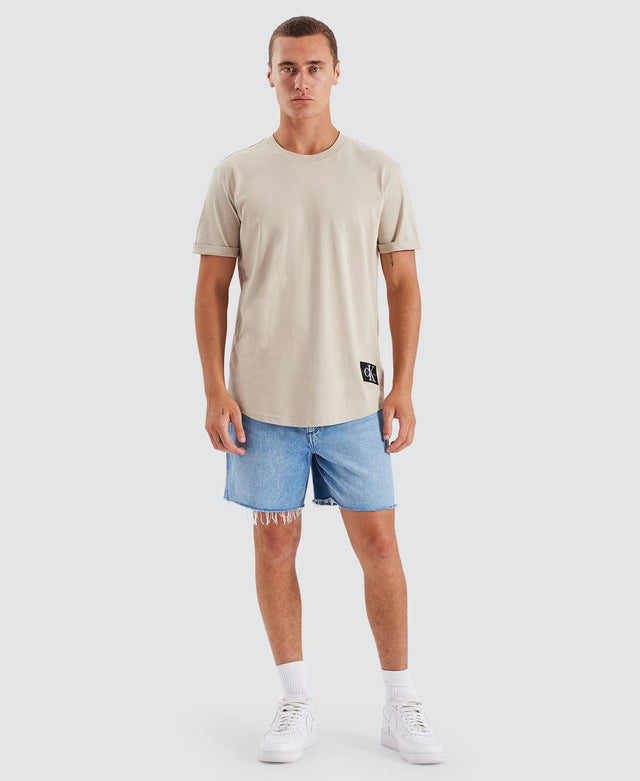 Calvin Klein Badge Turn Up Sleeve Taupe Neutral