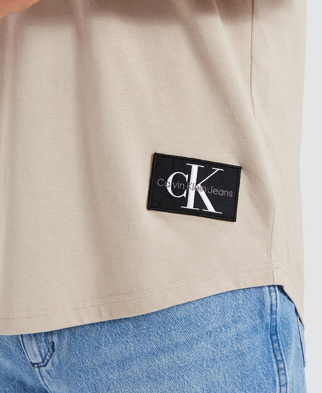 Calvin Klein Badge Turn Up Sleeve Taupe Neutral
