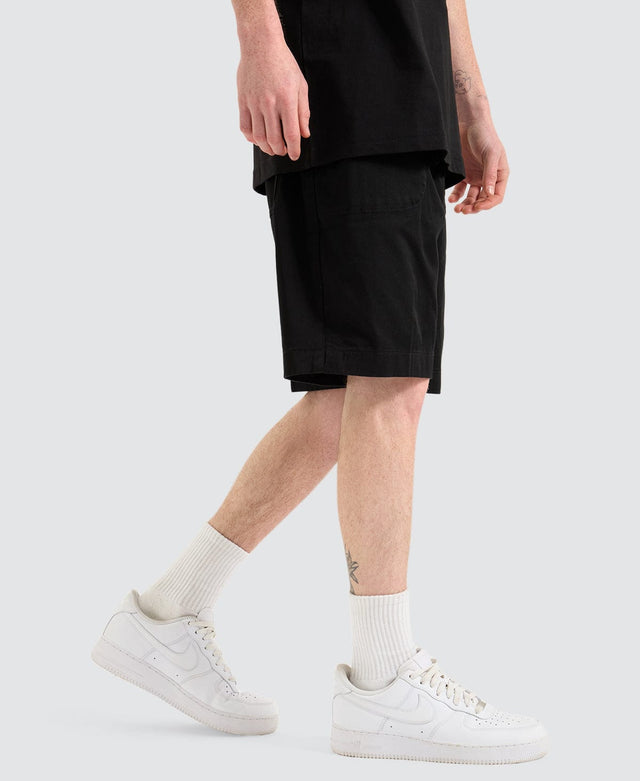 Calvin Klein BELTED WOVEN SHORT - BLACK BLACK