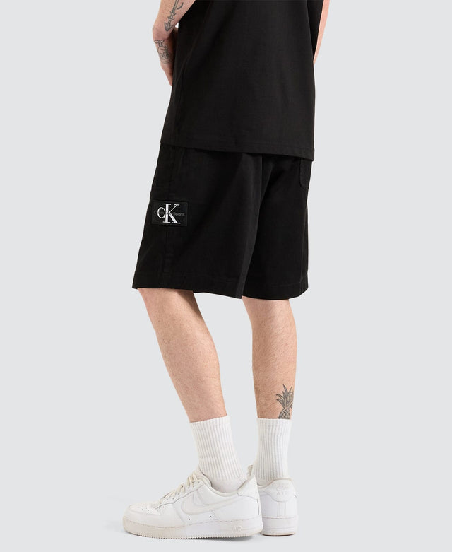 Calvin Klein BELTED WOVEN SHORT - BLACK BLACK