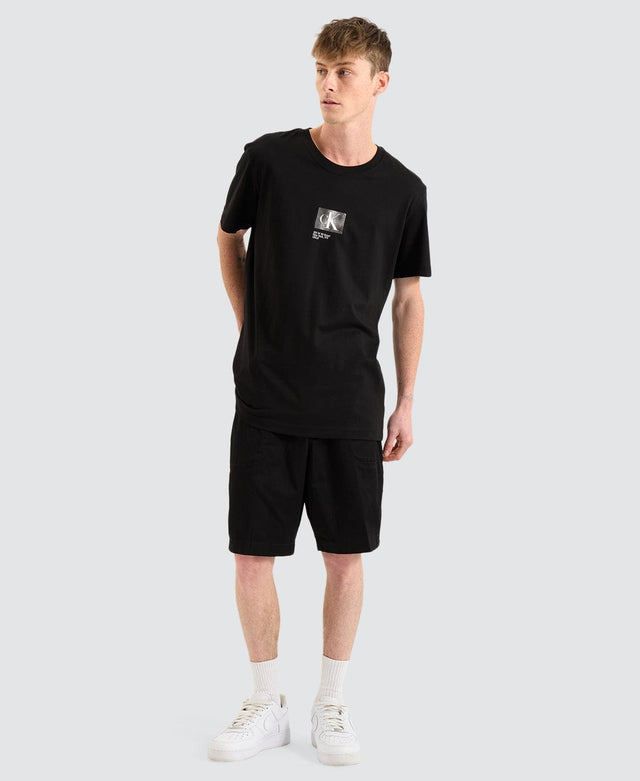 Calvin Klein BELTED WOVEN SHORT - BLACK BLACK