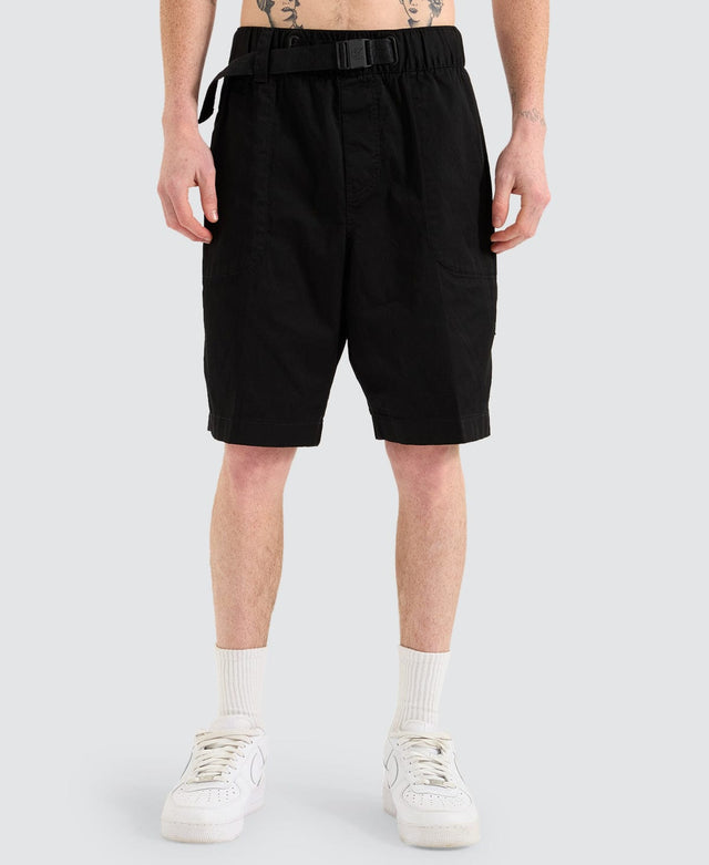 Calvin Klein BELTED WOVEN SHORT - BLACK BLACK