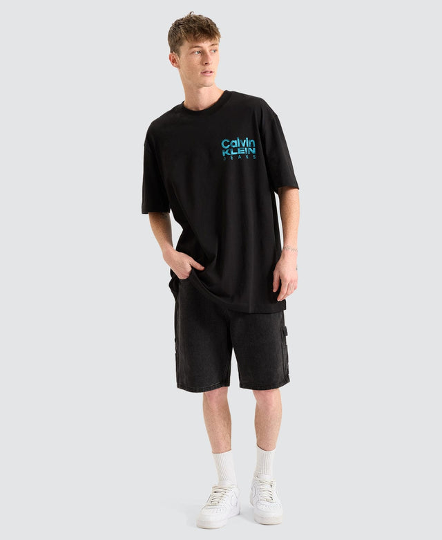 model wears Bold Colour Institutional T-Shirt Black T-Shirts Black - image 3