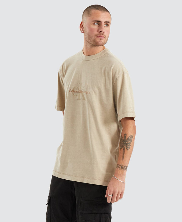Calvin Klein Mineral Dye Monologo T-Shirt Neutral