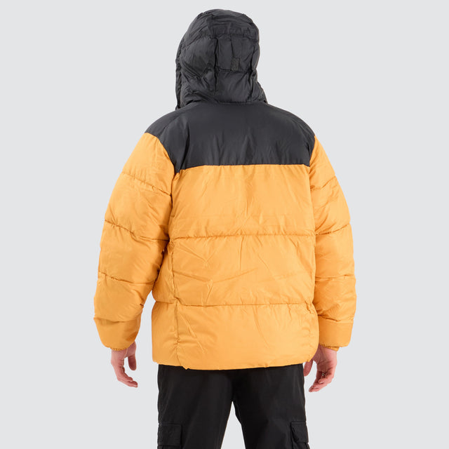 model wears Puffect Hooded Jacket Raw Yellow Jackets Yellow - image 4