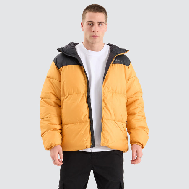 model wears Puffect Hooded Jacket Raw Yellow Jackets Yellow - image 1