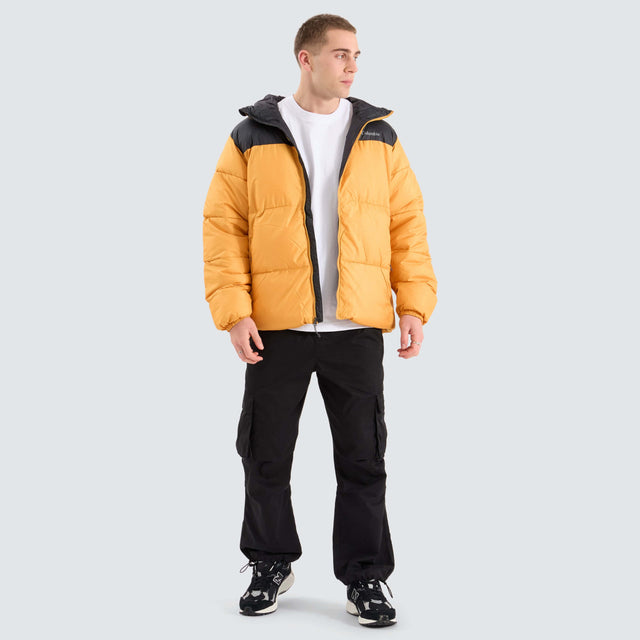 model wears Puffect Hooded Jacket Raw Yellow Jackets Yellow - image 5