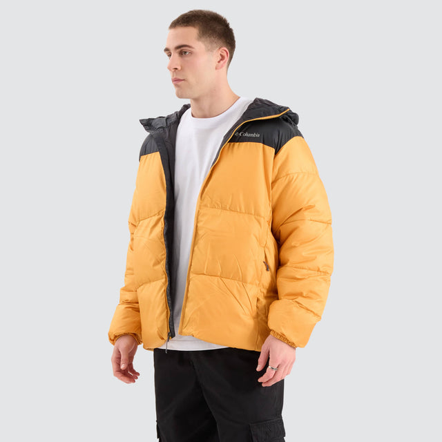 model wears Puffect Hooded Jacket Raw Yellow Jackets Yellow - image 3