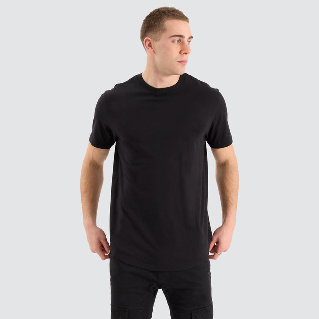 model wears Bristol Dual Curved Tee Jet Black T-Shirts Black - image 1