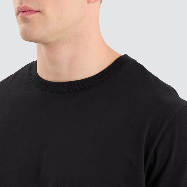 model wears Bristol Dual Curved Tee Jet Black T-Shirts Black - image 2