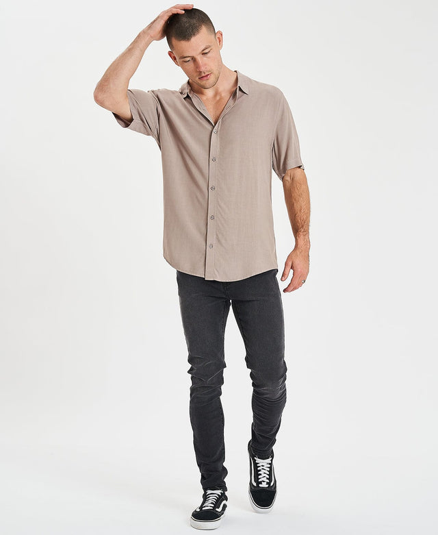 Inventory Oxford Relaxed Short Sleeve Shirt Pigment Taupe