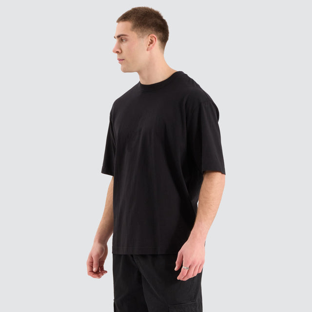 model wears Sheffeild Heavy Oversized Tee Jet Black T-Shirts Black - image 2