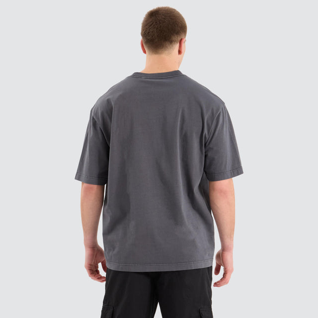 model wears Sheffeild Heavy Oversized Tee Pigment Asphalt T-Shirts Grey - image 4