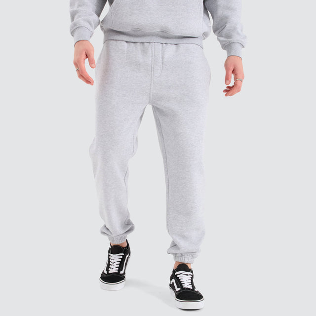 model wears Stanton Heavy Trackpant Grey Marle Trackpants Grey - image 1
