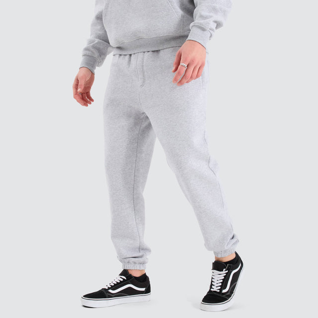 model wears Stanton Heavy Trackpant Grey Marle Trackpants Grey - image 3