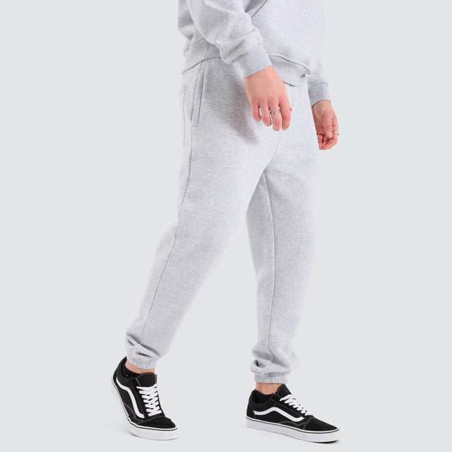 model wears Stanton Heavy Trackpant Grey Marle Trackpants Grey - image 4