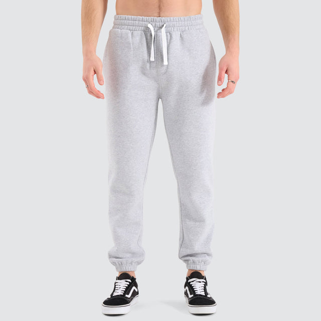 model wears Stanton Heavy Trackpant Grey Marle Trackpants Grey - image 7