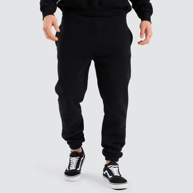 model wears Stanton Heavy Trackpant Jet Black Trackpants Black - image 1