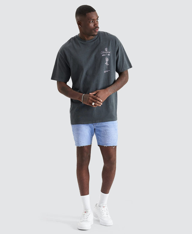 model wears After Life Box Fit T-Shirt Pigment Asphalt Grey T-Shirts Grey - image 3