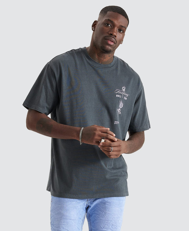 model wears After Life Box Fit T-Shirt Pigment Asphalt Grey T-Shirts Grey - image 2