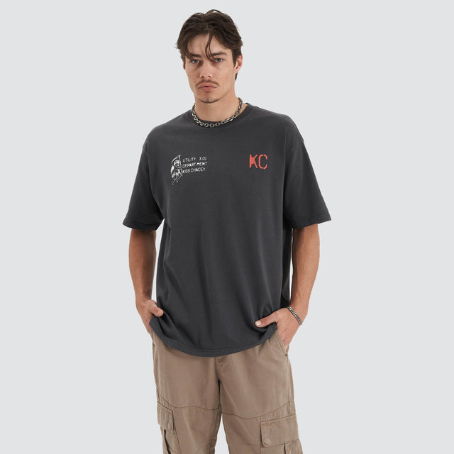 model wears Altered Heavy Box Fit Tee Pigment Black T-Shirts Black - image 2