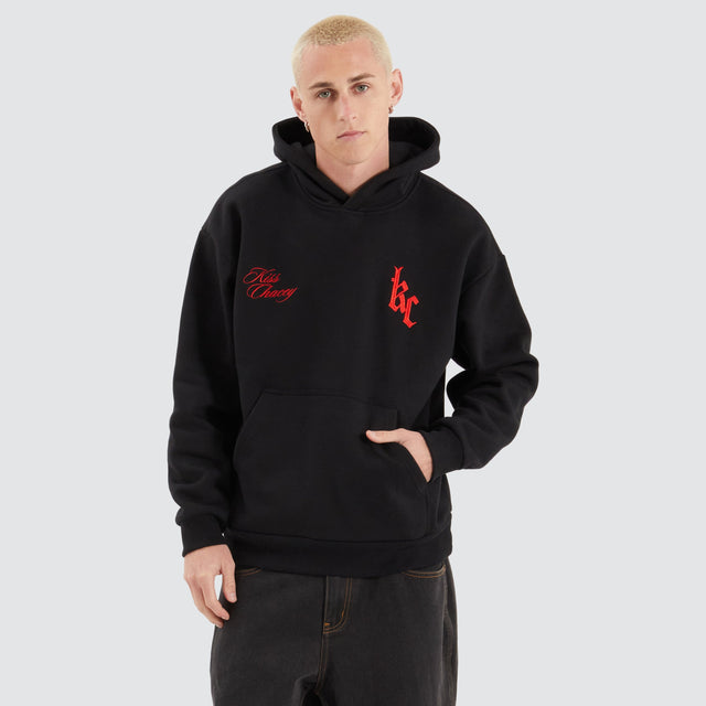 model wears Astral Heavy Relaxed Hoodie Jet Black Hoodies Black - image 3